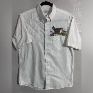 Vintage Hunting Ammo Shooting Shirt Padded Shoulder - 15 1/2 - WHITE Goose